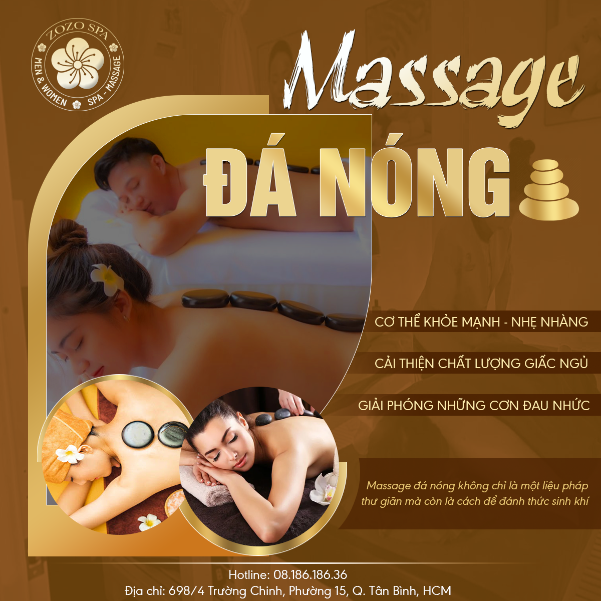 Massage giảm đau mỏi toàn thân kết hợp đá nóng
